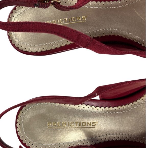 Predictions Jacelyn Red Faux Suede Heels Slingback Shoes Size 7 - Picture 8 of 16